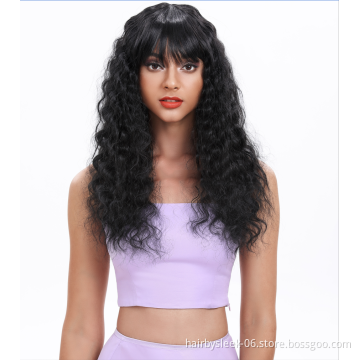 Dropshipping 22 inches long crimp curly hair water wave With Bang soft natural synthetic braiding hair wigs for black women